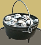 Black Pot with Coals on Lid